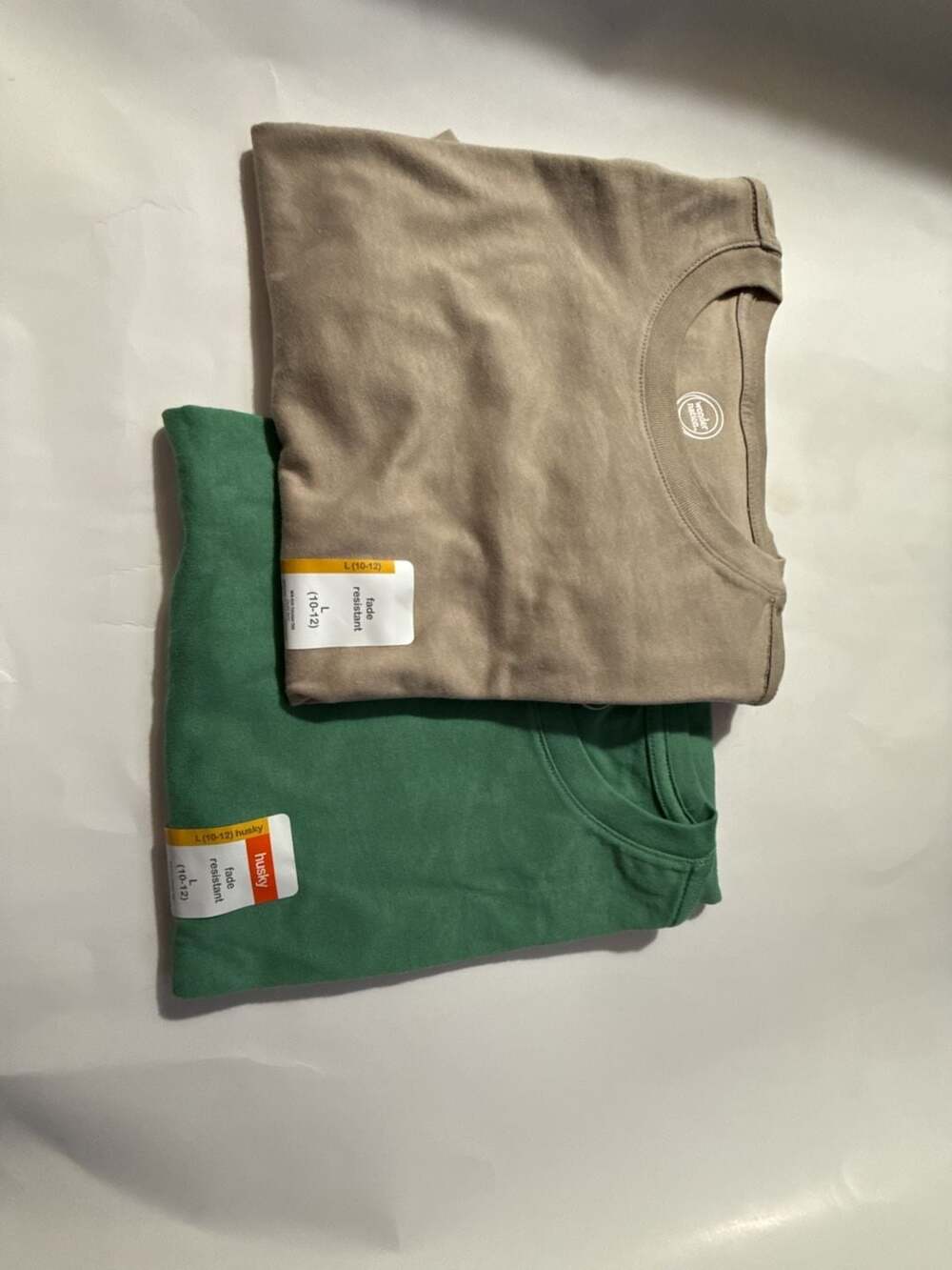 Wonder Nation Boys Kid Tough Fade Resistant Short Sleeve T-Shirt Lot of 2 Taupe
